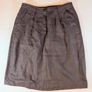 Lands End Women's Linen Brown Skirt 14 Petite